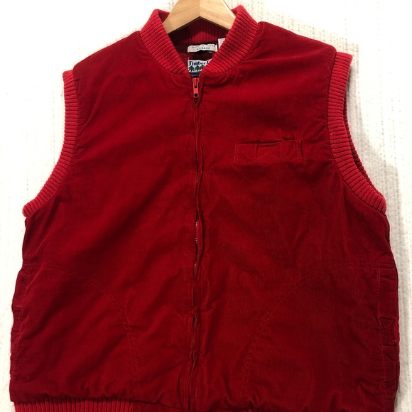 Timber Trail Vest Red Corduroy Buffalo Plaid Lined Sleeveless‎ Jacket Size XL - Picture 1 of 8